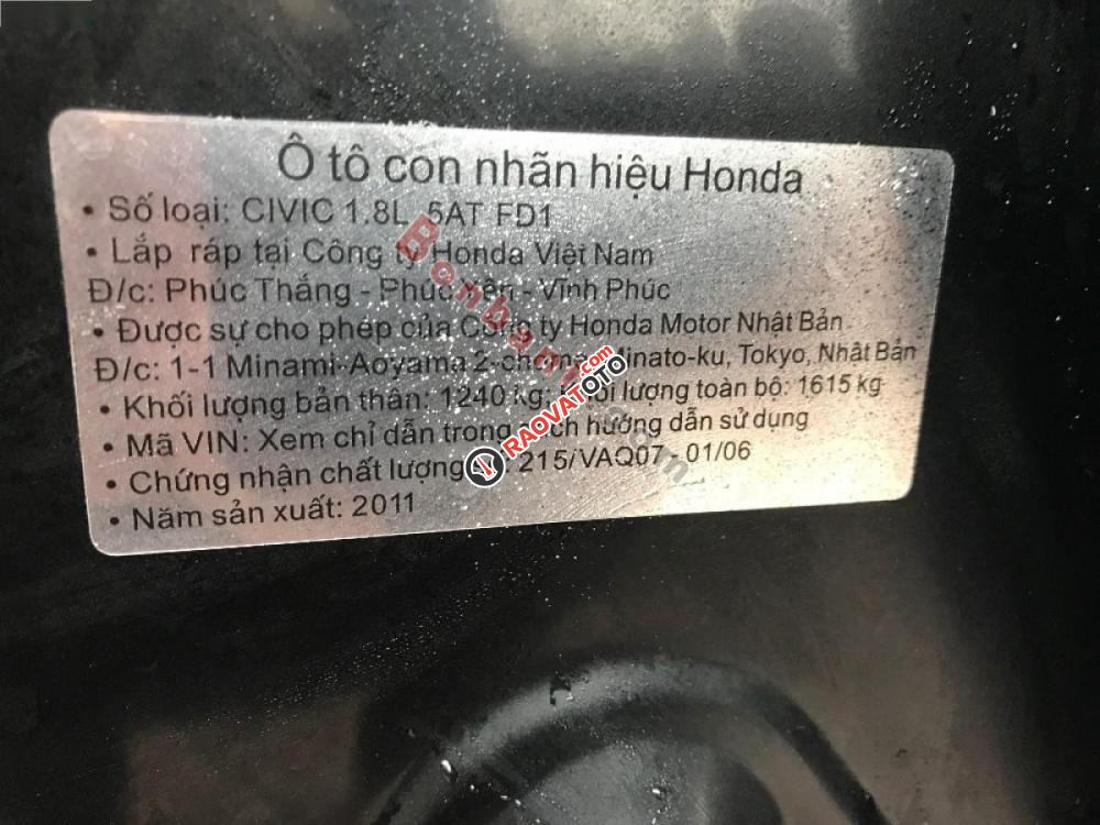 Bán Honda Civic 1.8L AT đời 2011, màu đen-6