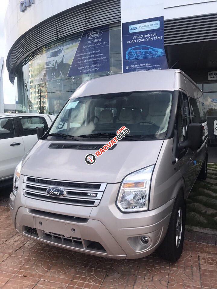 Xe Ford Transit Mid sản xuất 2017, màu bạc. Ưu đãi lên đến 40 triệu tiền mặt - Hỗ trợ trả góp 80%: 0902.608.293-0