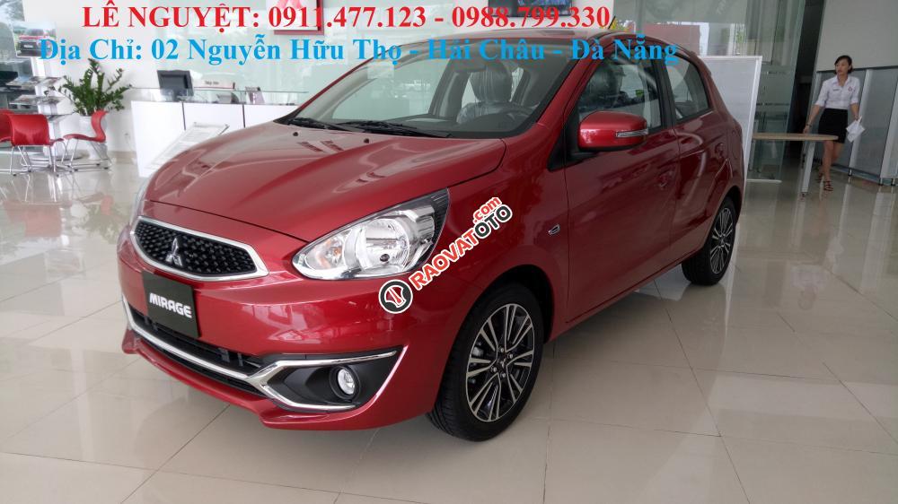 Mitsubishi Mirage 2017 rẻ nhất Đà Nẵng, xe nhập, màu đỏ, hỗ trợ trả góp 90% xe, LH Lê Nguyệt: 0911.477.123-7