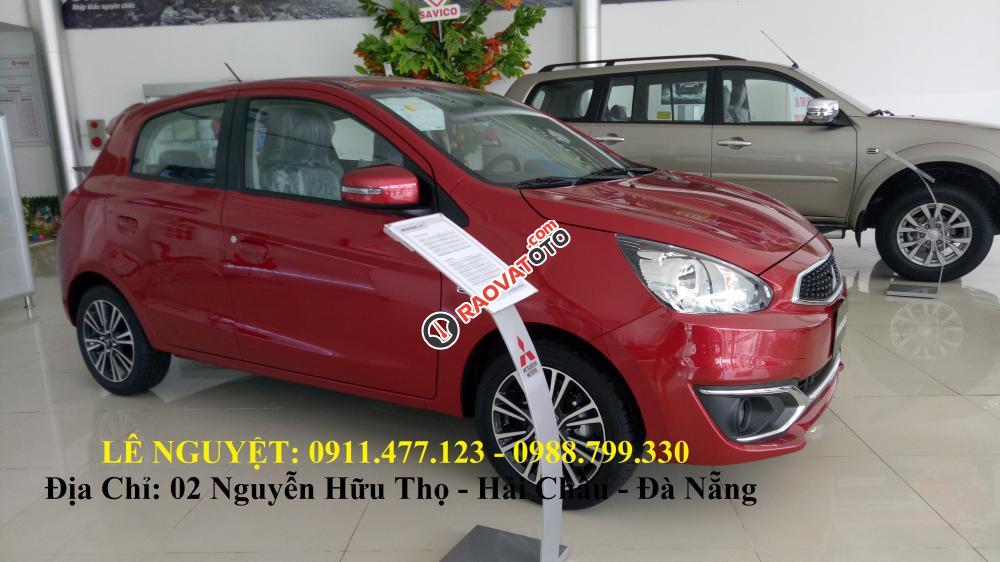 Mitsubishi Mirage 2017 rẻ nhất Đà Nẵng, xe nhập, màu đỏ, hỗ trợ trả góp 90% xe, LH Lê Nguyệt: 0911.477.123-9