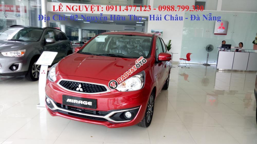 Mitsubishi Mirage 2017 rẻ nhất Đà Nẵng, xe nhập, màu đỏ, hỗ trợ trả góp 90% xe, LH Lê Nguyệt: 0911.477.123-0