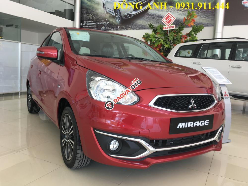 Ô tô Mitsubishi Mirage màu đỏ, xe nhập, khuyến mãi lớn, liên hệ: Đông Anh - 0931.911.444-4