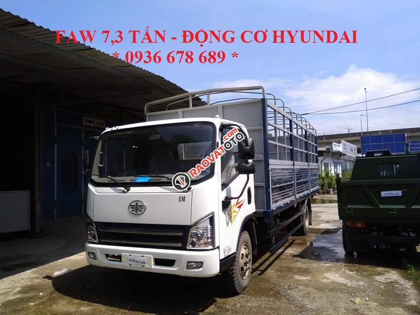 Xe tải Faw 7,3 tấn thùng mui bạt động cơ Hyundai, thùng dài 6,25m. L/H 0936 678 689-0