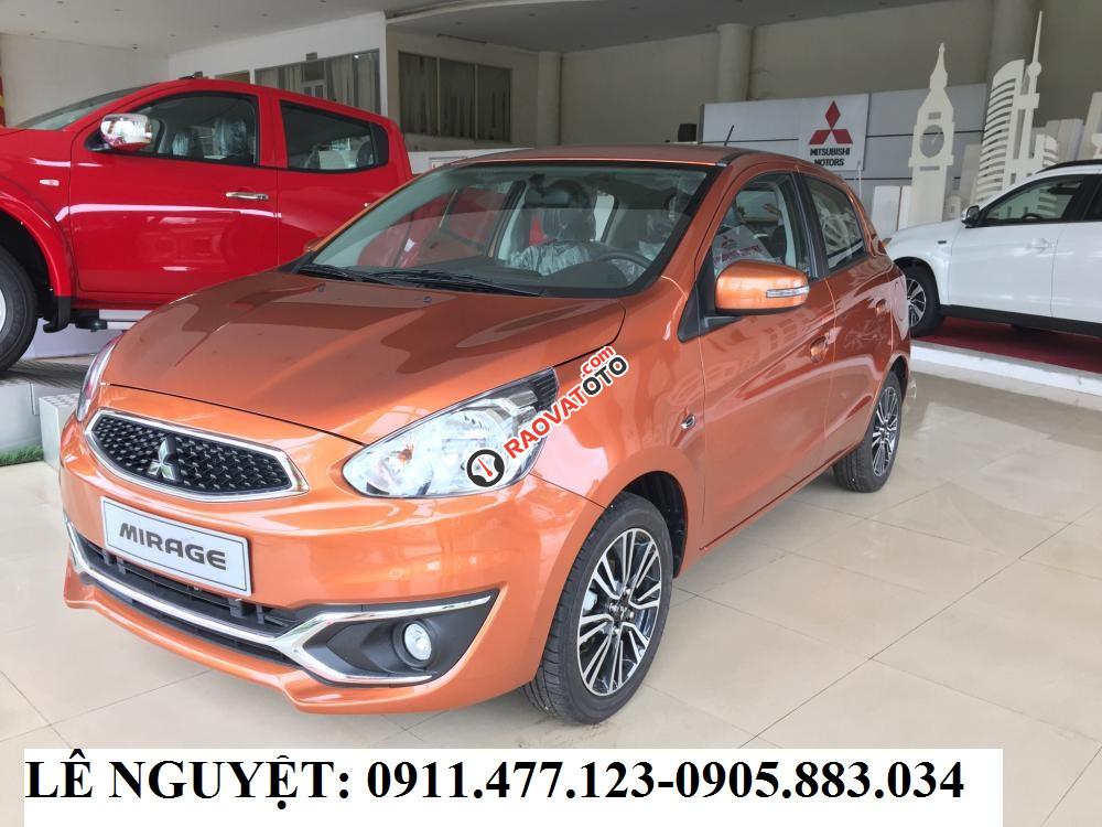 Bán Mitsubishi Mirage màu cam, xe nhập khẩu, siêu lợi xăng, hỗ trợ trả góp, LH 0911477123-0