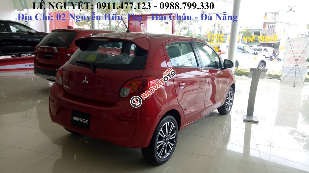 Mitsubishi Mirage 2017 rẻ nhất Đà Nẵng, xe nhập, màu đỏ, hỗ trợ trả góp 90% xe, LH Lê Nguyệt: 0911.477.123-5