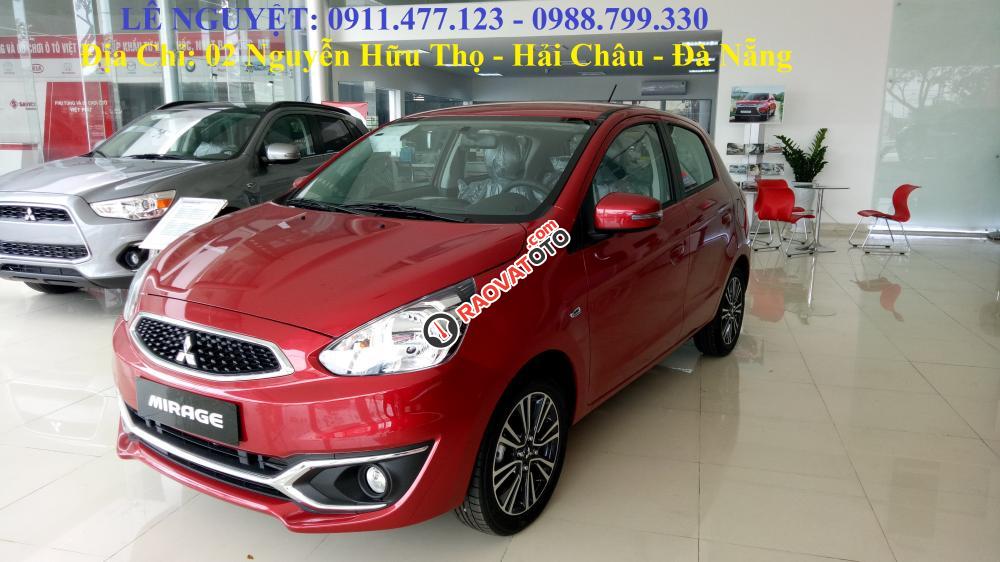 Mitsubishi Mirage 2017 rẻ nhất Đà Nẵng, xe nhập, màu đỏ, hỗ trợ trả góp 90% xe, LH Lê Nguyệt: 0911.477.123-1