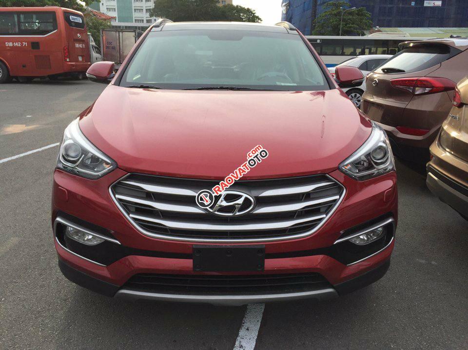 Hyundai Santa Fe 2.4AT 2018, mới 100%, màu đỏ, giá tốt, KM: 202 triệu, góp 85% xe. ĐT mua xe: 0941.46.22.77 Mr. Vũ-0