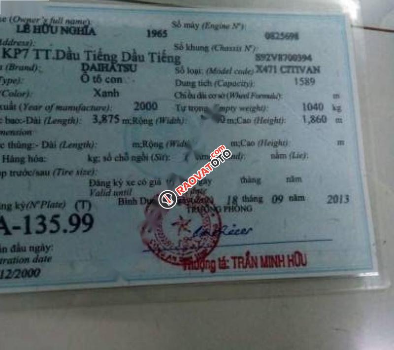 Cần bán lại xe Daihatsu Citivan 1.6 MT sản xuất 2000, màu xanh-0