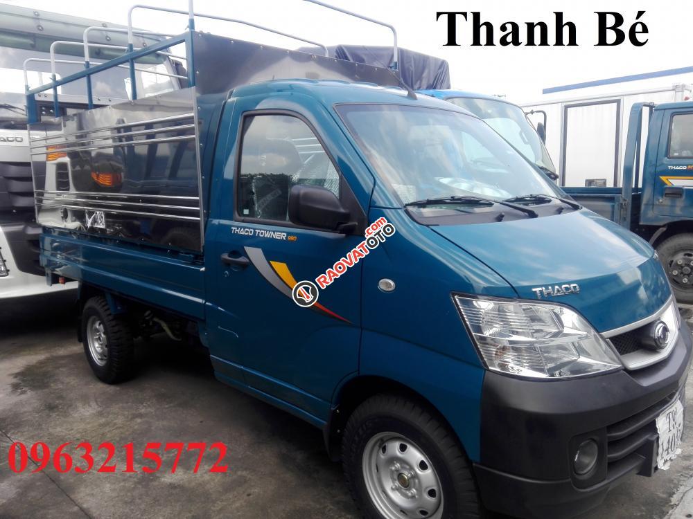 Bán Thaco Towner 990 thùng mui bạt 990kg, phun xăng điện tử, màu xanh, đời 2017-1