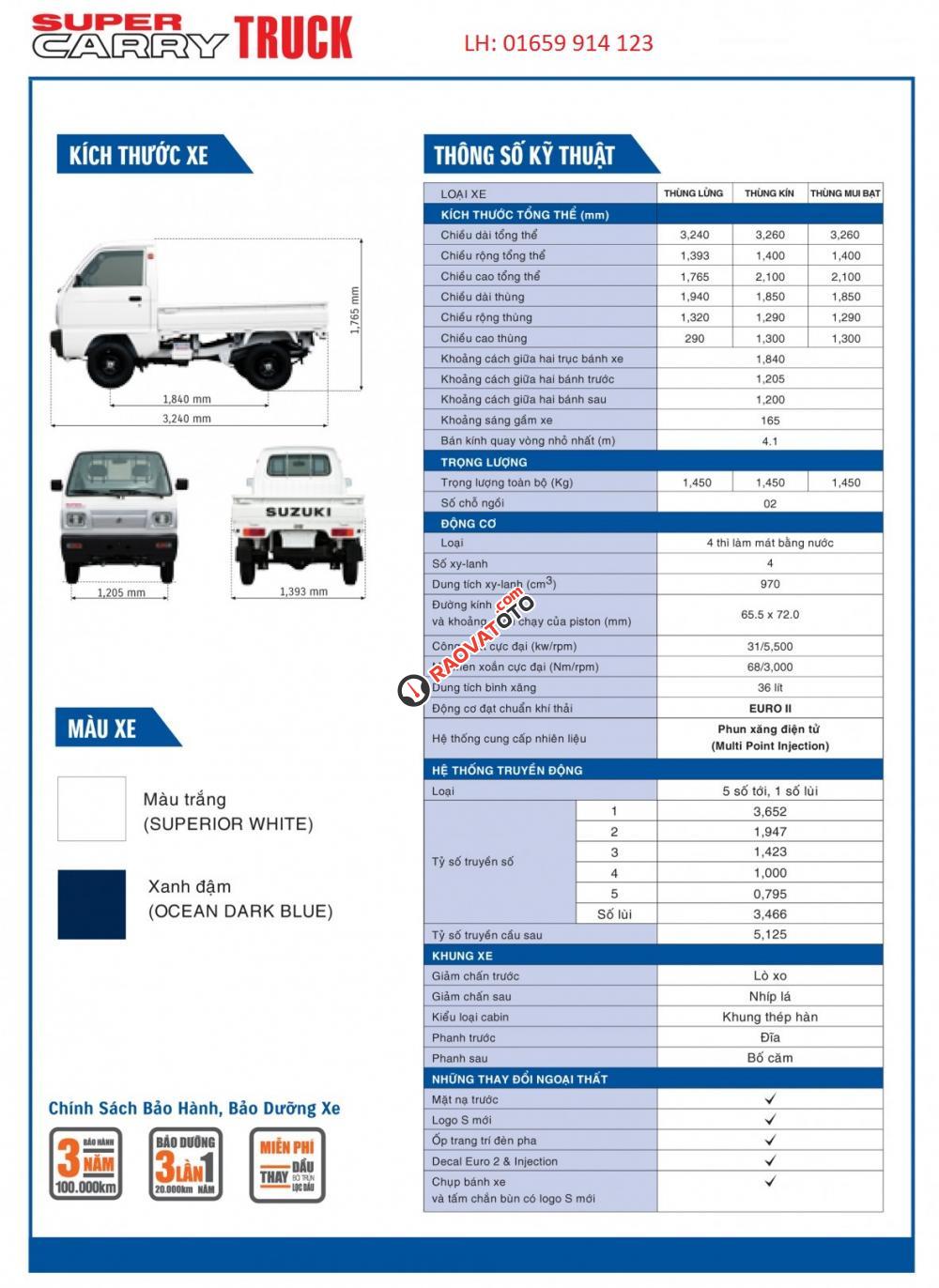 Bán Suzuki Carry Truck 2017, xe tải nhẹ 500kg, giá tốt nhất. LH: 01659914123-3