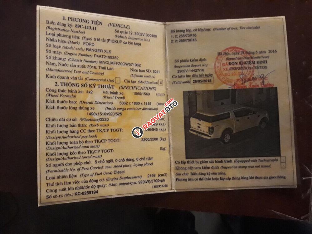 Bán Ford Ranger XLX đời 2016, màu trắng, nhập khẩu số sàn-0