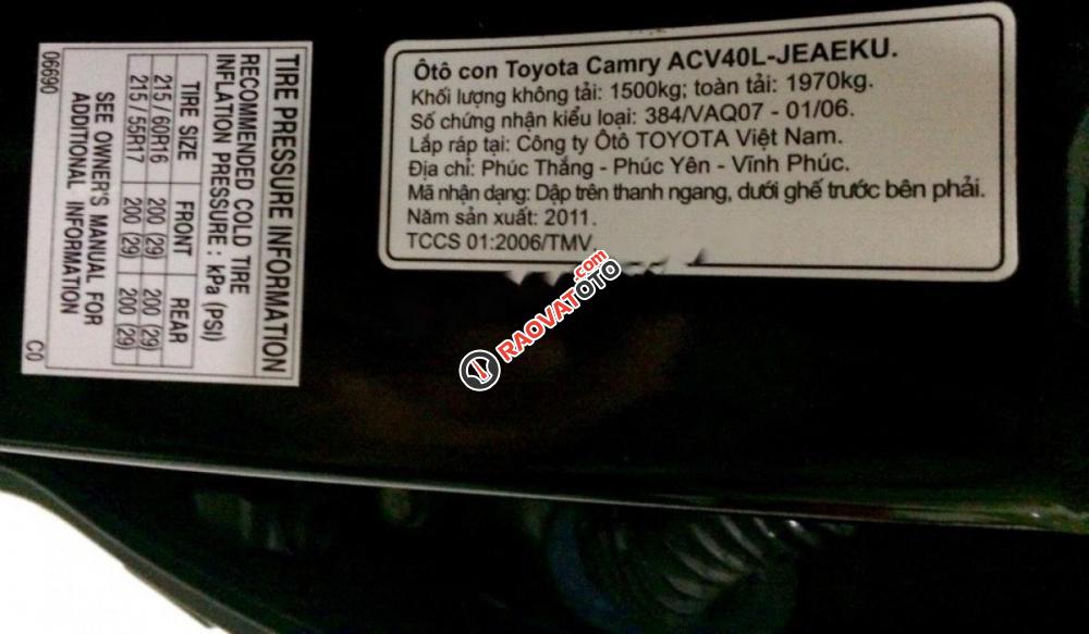 Bán Toyota Camry 2.4G đời 2011, màu đen chính chủ, giá 770tr-9