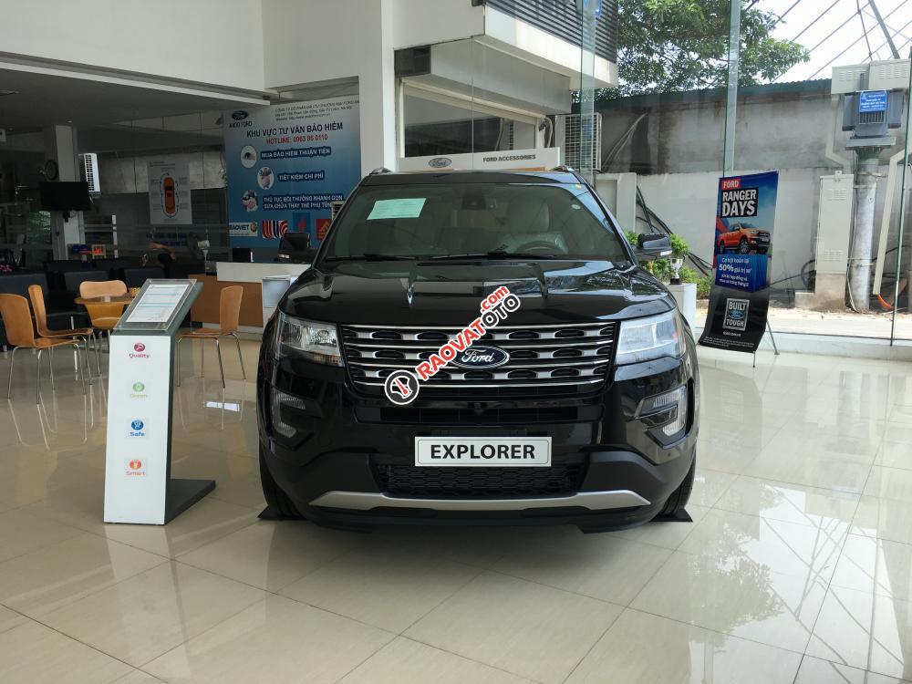 Bán Ford Explorer 2.3L Ecoboost Limited 2017, màu đen, trả góp 90% giao xe ngay-0