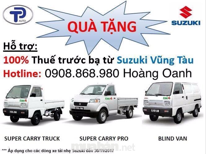 Suzuki Vũng Tàu xe tải nhẹ Suzuki dưới 750kg, giá ưu đãi tháng 12-0