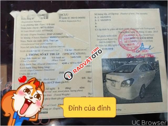 Cần bán xe Mitsubishi Attrage đời 2015, màu trắng, nhập khẩu nguyên chiếc, 425 triệu-0