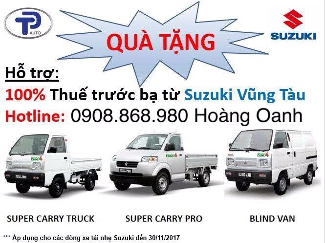 Suzuki Vũng Tàu xe tải nhẹ Suzuki dưới 750kg, giá ưu đãi tháng 12-1