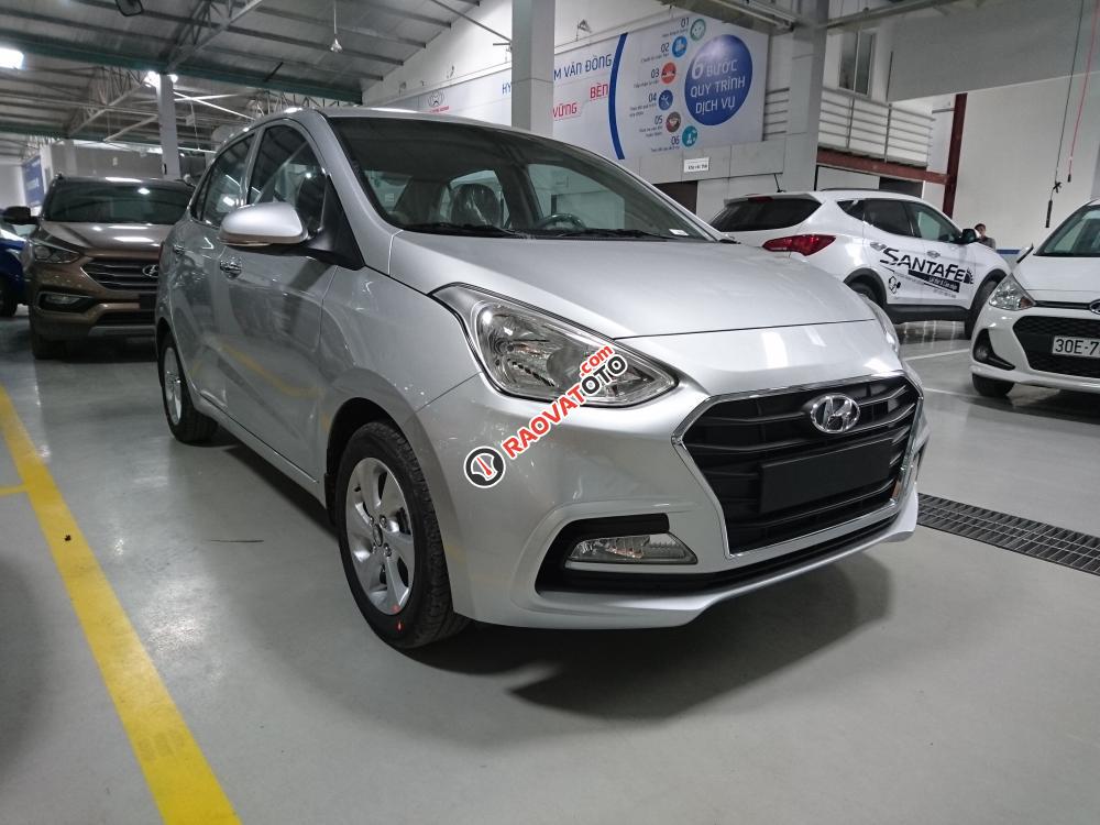 Bán xe Hyundai Grand i10 1.2MT Sedan lắp ráp đời 2018, màu bạc, bản Full option, hỗ trợ trả góp 80%- LH: 0904675566-0