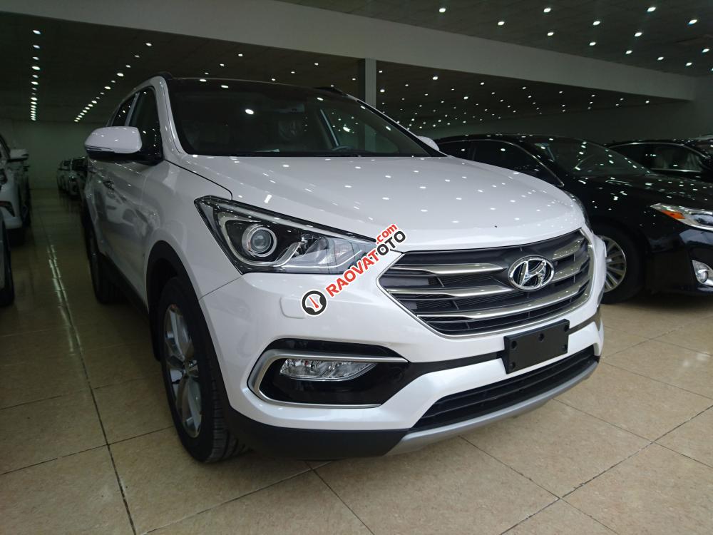 Hyundai Santa Fe máy xăng SX 2018 màu trắng, các phiên bản giao ngay, khuyến mãi lớn, cam kết giá tốt nhất-0