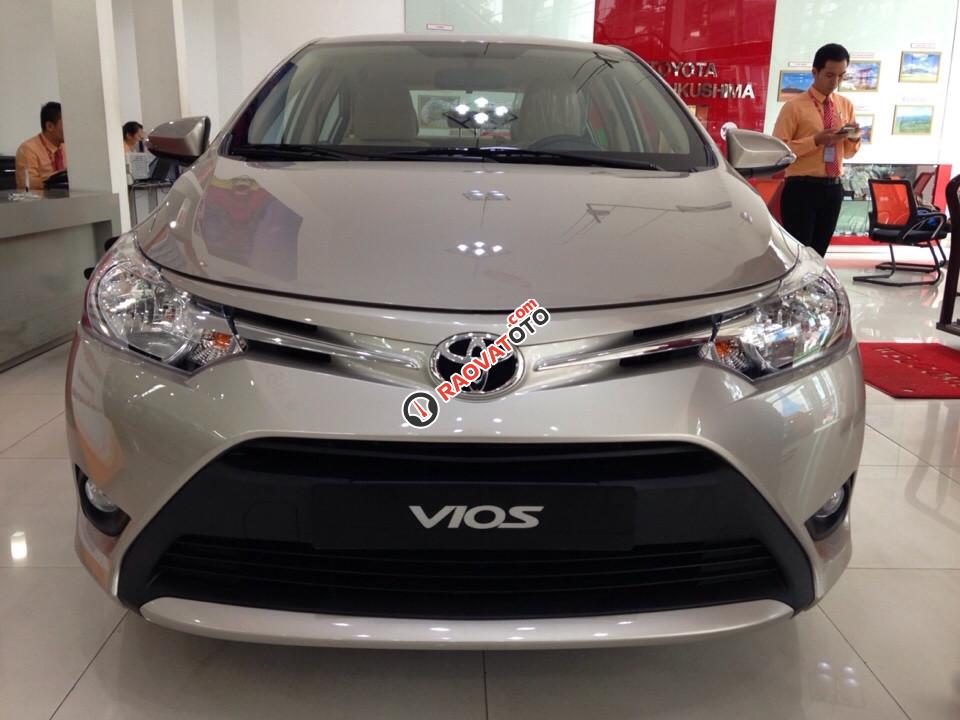 Khuyến mãi Toyota Vios 2018 giá 480 triệu, màu vàng cát, hỗ trợ 100% thuế, bao lăn bánh-0