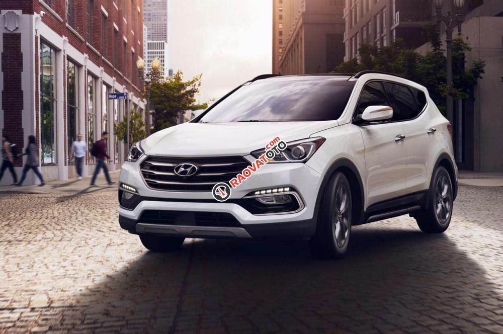 Bán Hyundai Santa Fe 2.4 AT 4WD 2017, màu trắng full dầu, xe mới 100%, hỗ trợ vay 80% nhanh, đơn giản. 0984545919 Cẩm-0