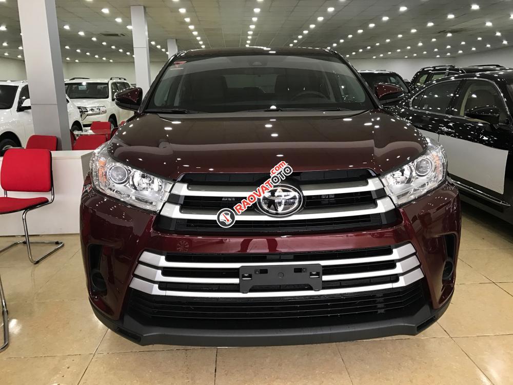 Bán Toyota Highlander LE 2017 USA màu đỏ mận, nội thất nâu da bò - LH 0904927272-0