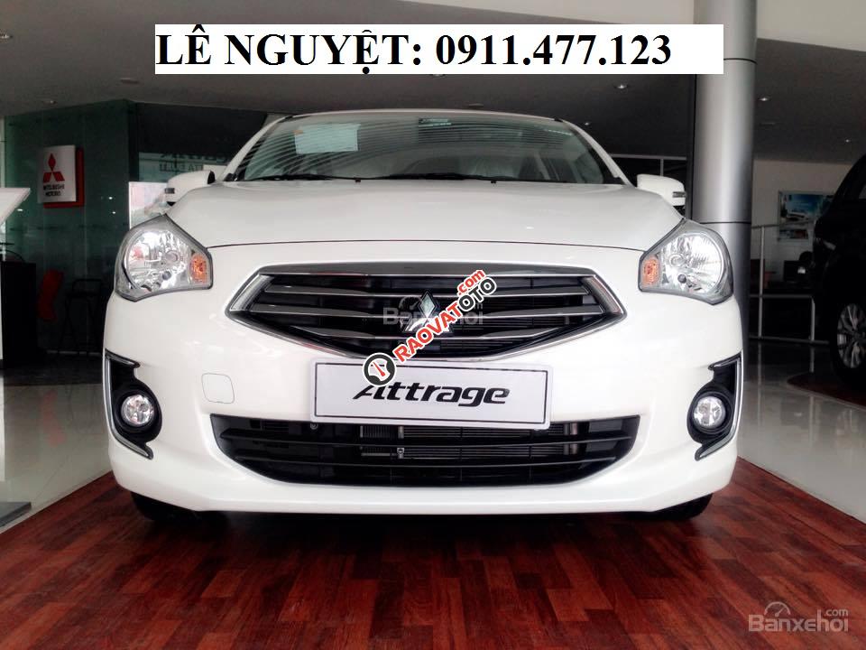 Bán xe Mitsubishi Attrage mới năm 2018, màu trắng, nhập khẩu nguyên chiếc, liên hệ: Lê Nguyệt: 0911.477.123-1