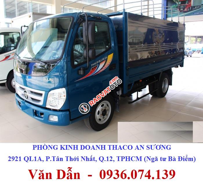 HCM, xe tải Thaco Ollin345 thùng bạt tải 2,4 tấn, đời 2017 có máy lạnh và kính chỉnh điện góp 70%... LH 0936074139-2