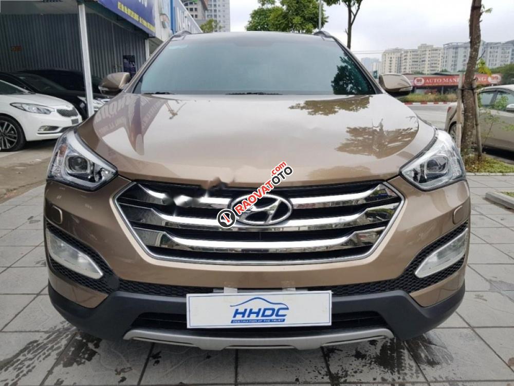 Bán ô tô Hyundai Santa Fe 2.4AT đời 2015, màu nâu giá cạnh tranh-0