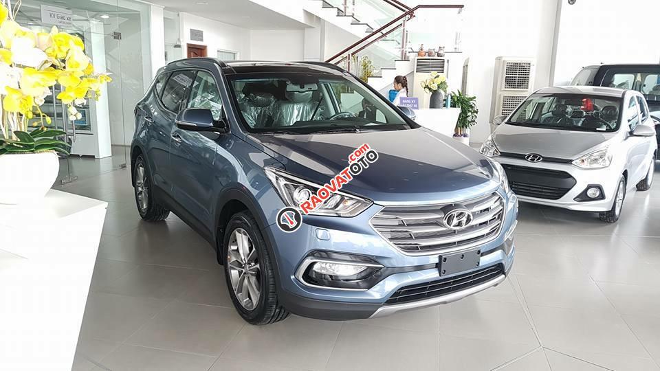 Hyundai Santa Fe 2.4 AT năm 2017, màu xanh lam-0