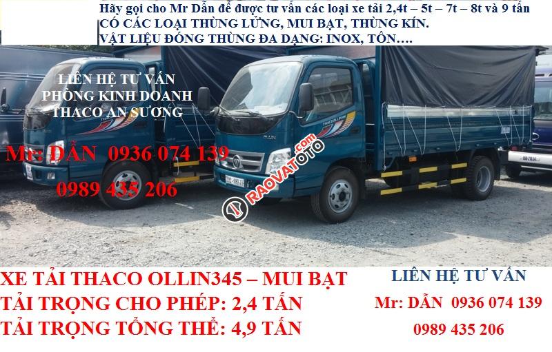 Xe tải mui bạt Thaco Ollin 345 tải trọng 2,4 tấn, đi vào thành phố giá thấp nhất TpHCM, LH 0936 074 139-1