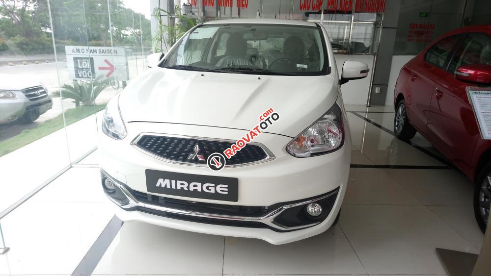 Bán ô tô Mitsubishi Mirage CVT đời 2017, màu trắng, xe nhập, có bán trả góp 0906884030-3