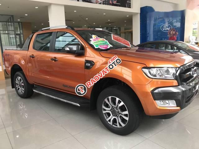 Cần bán xe Ford Ranger Wildtrak 3.2L AT đời 2017, màu vàng đồng-0