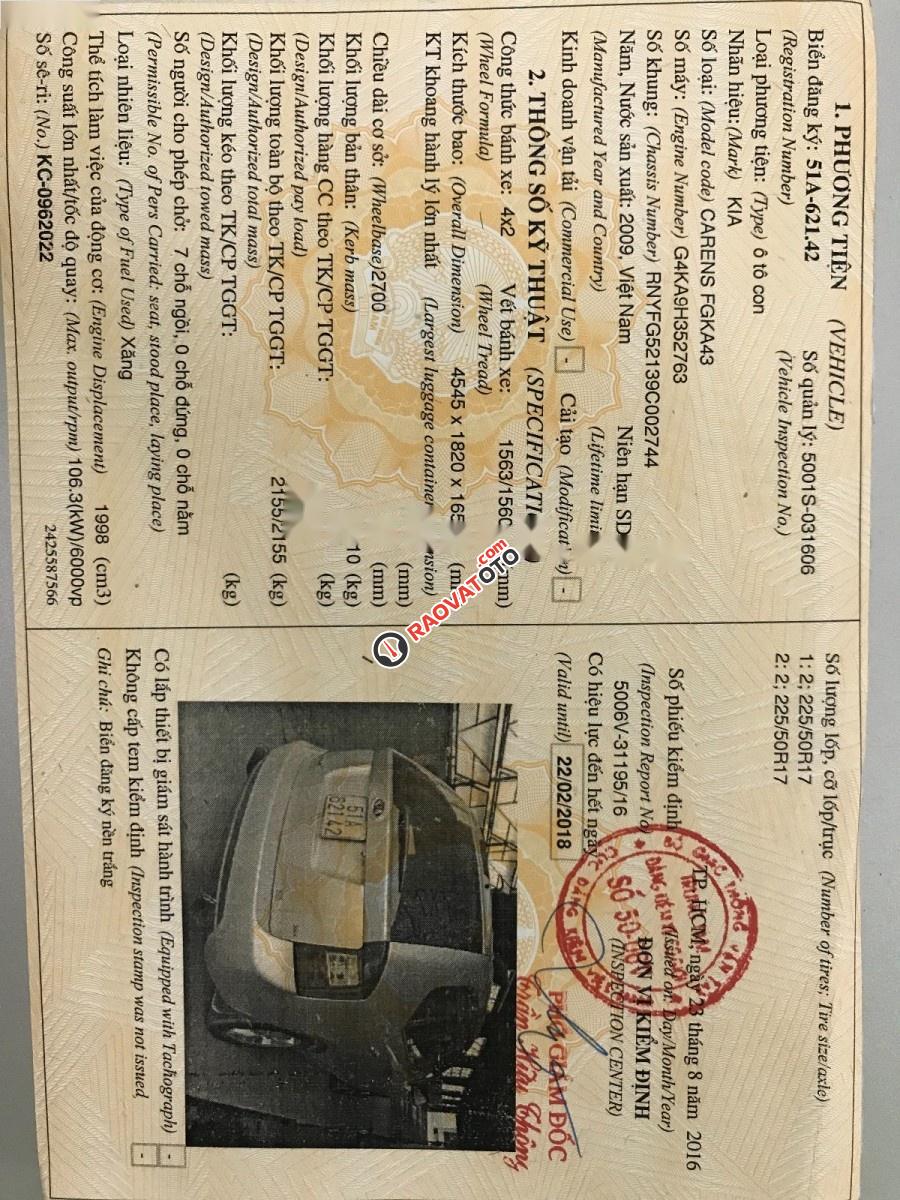 Bán ô tô Kia Carens SX đời 2009, màu bạc, giá tốt-5