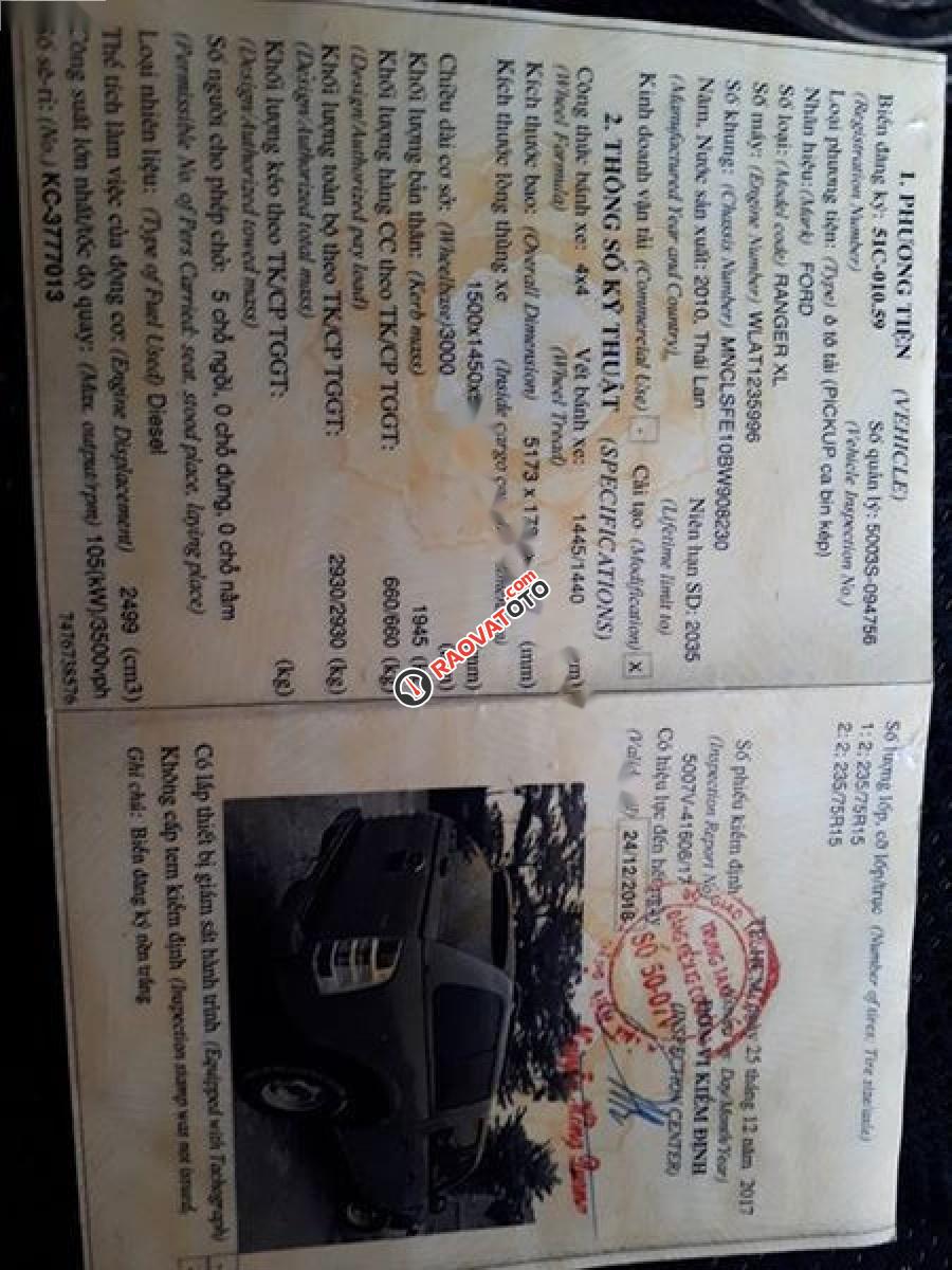 Bán ô tô Ford Ranger XL đời 2010, màu đỏ, xe nhập, giá 328tr-0