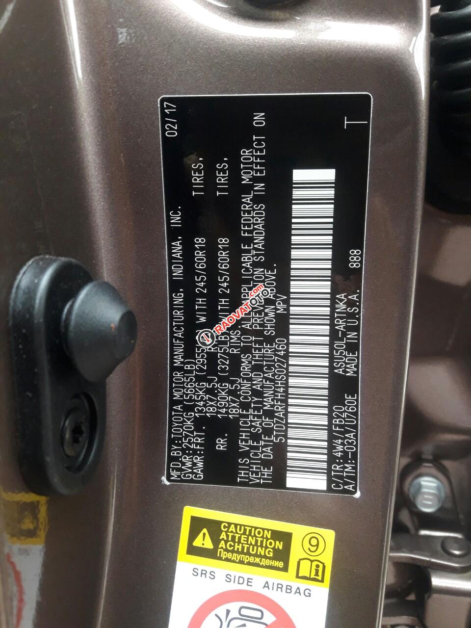 Bán ô tô Toyota Highlander LE sản xuất 2017, màu nâu, xe mới nhập khẩu Mỹ-12