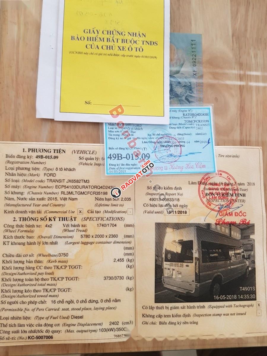 Cần bán Ford Transit LX năm 2015, màu bạc như mới-0