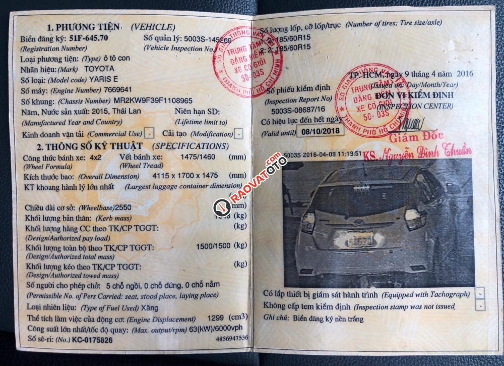 Bán Yaris E 2016, xe đẹp bao test hãng-2