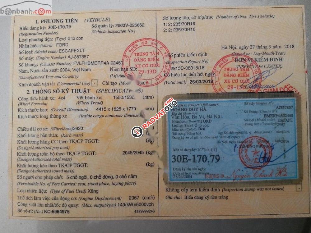 Bán Ford Escape XLT sản xuất 2004, màu đen -0