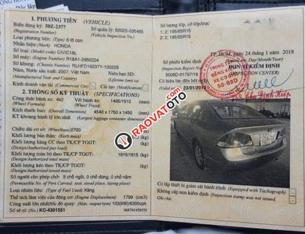 Cần bán Honda Civic 1.8 năm sản xuất 2007, màu xám chính chủ-0