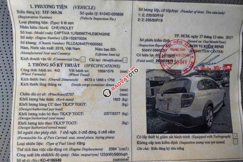 Bán xe Chevrolet Captiva LTZ 2015, số tự động, màu trắng, xe nhà đi-1