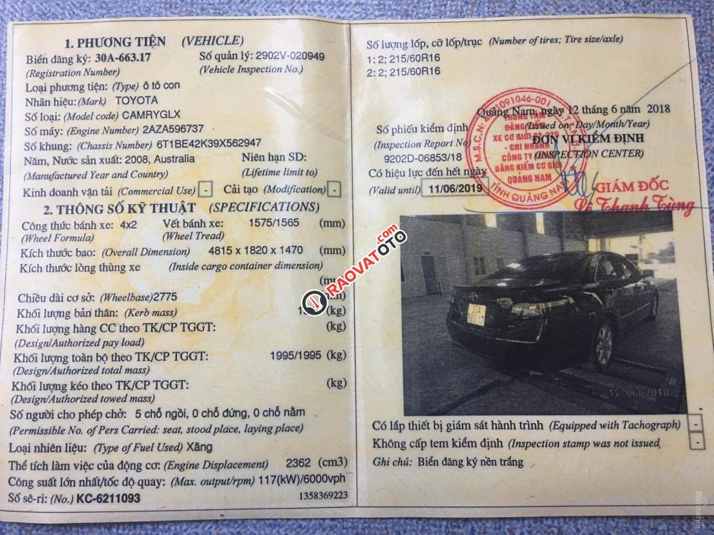 Bán Toyota Camry GLX đời 2008, màu đen, xe nhập-5