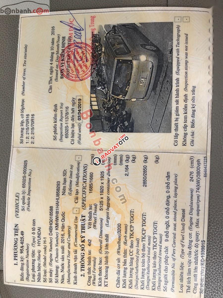 Cần bán xe Hyundai Starex 2.5MT đời 2016, màu bạc, nhập khẩu, giá 800tr-9