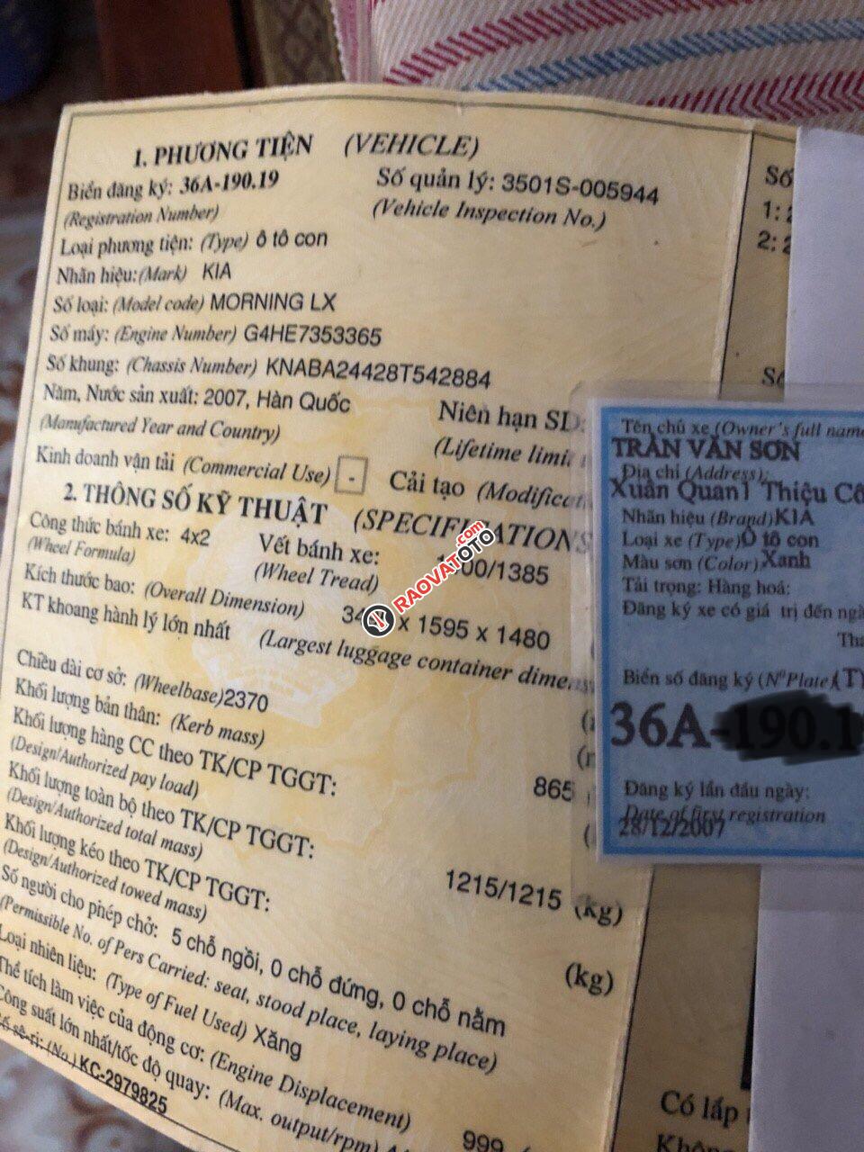 Cần bán Kia Morning LX đời 2008, màu xanh lam, nhập khẩu nguyên chiếc-3