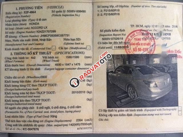 Bán Honda Accord 2.4 sản xuất năm 2008, màu bạc, nhập khẩu, giá 510tr-0