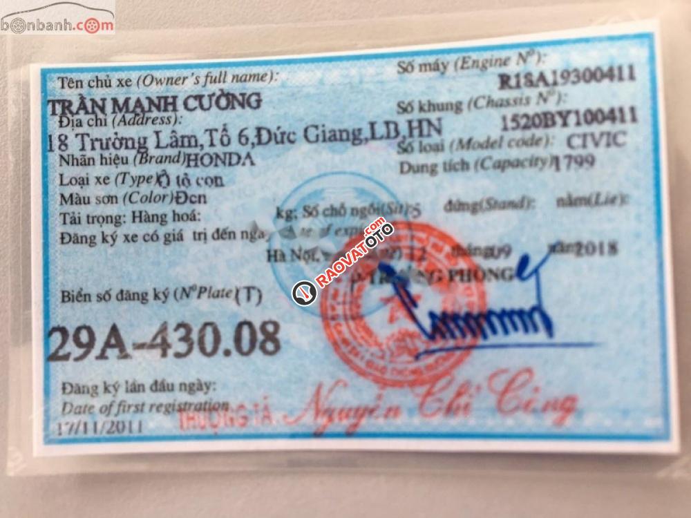 Xe Honda Civic 1.8 MT đời 2011, màu đen như mới-2