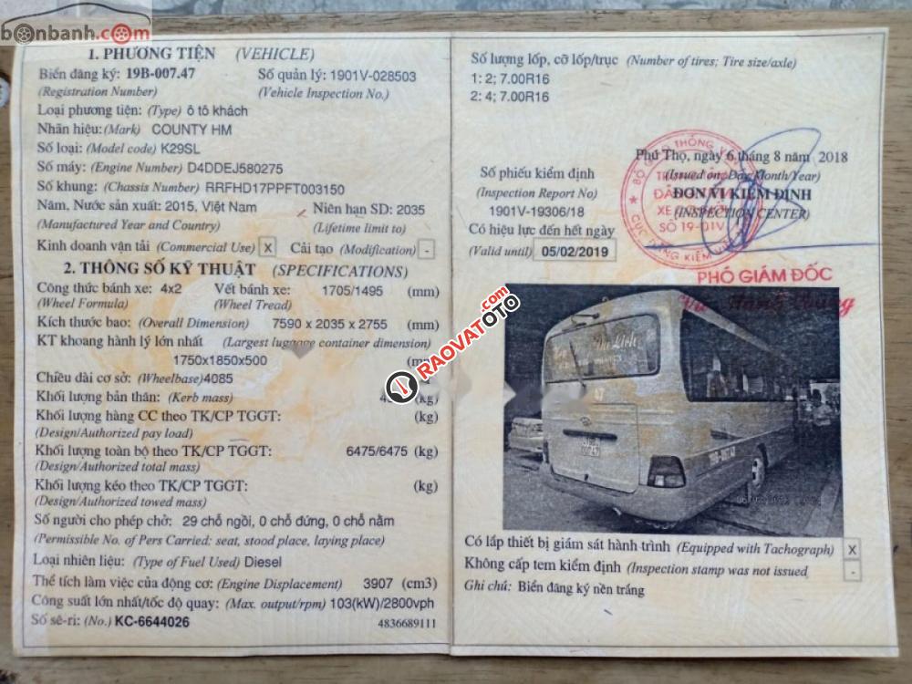 Bán Hyundai County Limousine đời 2015, màu kem (be) đẹp như mới -0