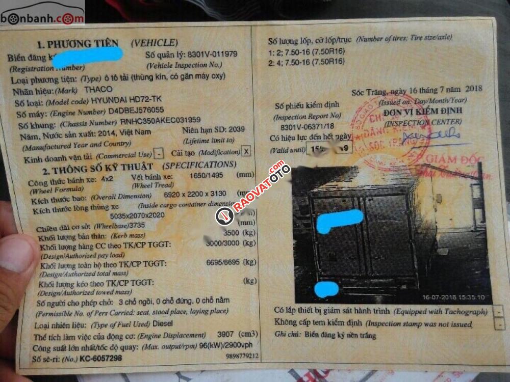 Cần bán HD72, 2014, thùng kín inox, sàn inox-0