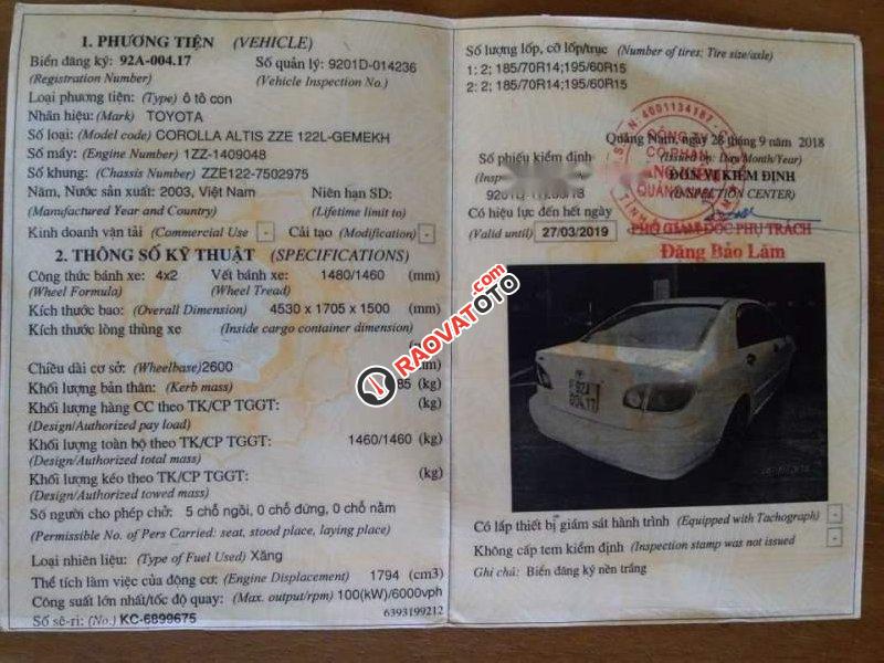 Cần bán Toyota Corolla Altis 1.8 năm 2003, màu trắng, 225tr-2