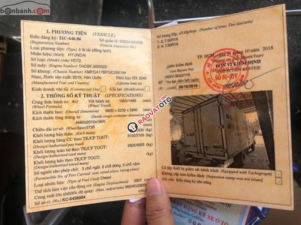 Cần bán Hyundai HD 72 sản xuất năm 2015, màu trắng, nhập khẩu nguyên chiếc, giá 720tr-4