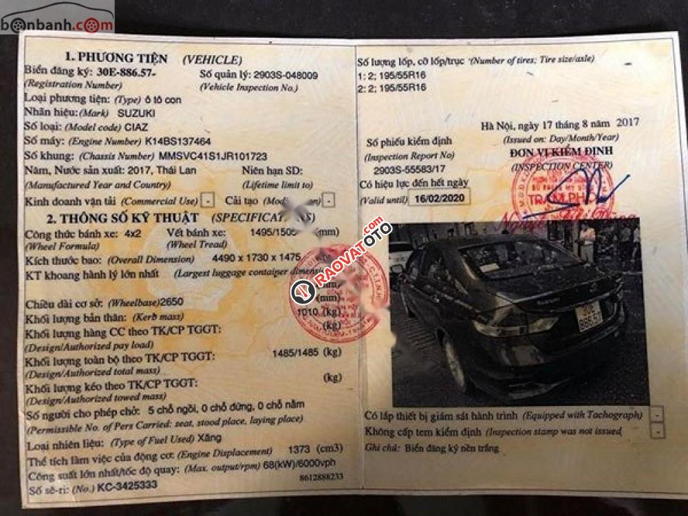 Bán xe Suzuki Ciaz 1.4 AT sản xuất 2017, màu nâu, xe nhập chính chủ giá cạnh tranh-4